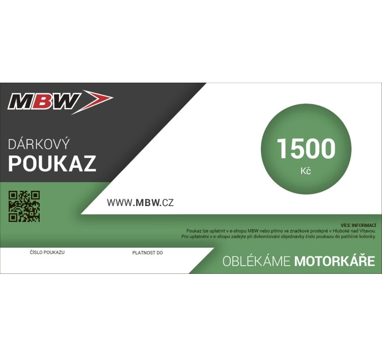 MBW DÁRKOVÝ POUKAZ 1500,-Kč