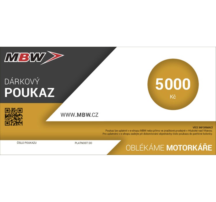 MBW DÁRKOVÝ POUKAZ 5000,-Kč