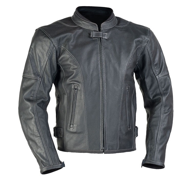 LARROS PERFORATED leather biker jacket for men