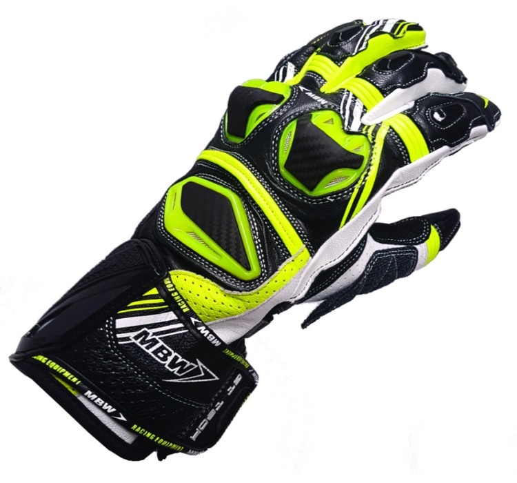 GT-TECH GREEN leather men's moto gloves