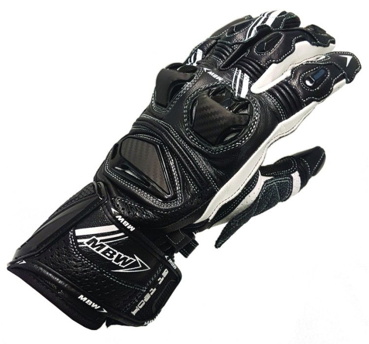 GT-TECH BLACK leather men's moto gloves