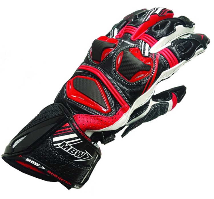 GT-TECH RED leather men's moto gloves