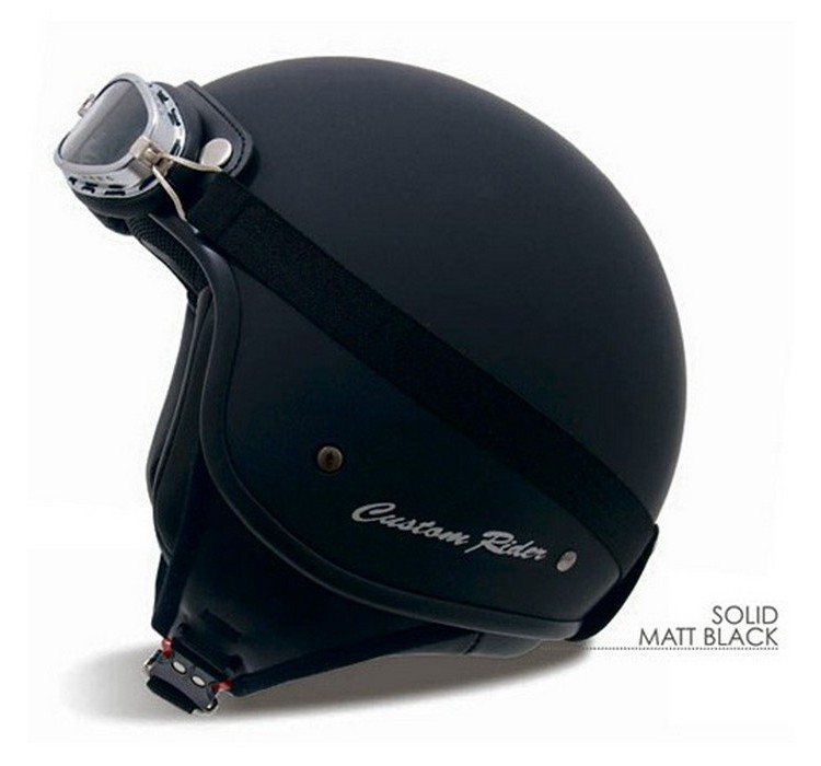 CASQUE JET MT CUSTOM RIDER NOIR MAT XL (LIVRE AVEC LUNETTES) - FP MOTO