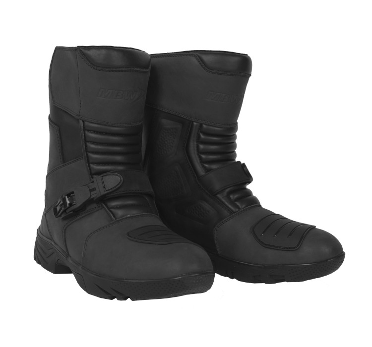 SIERRA BLACK leather moto boots