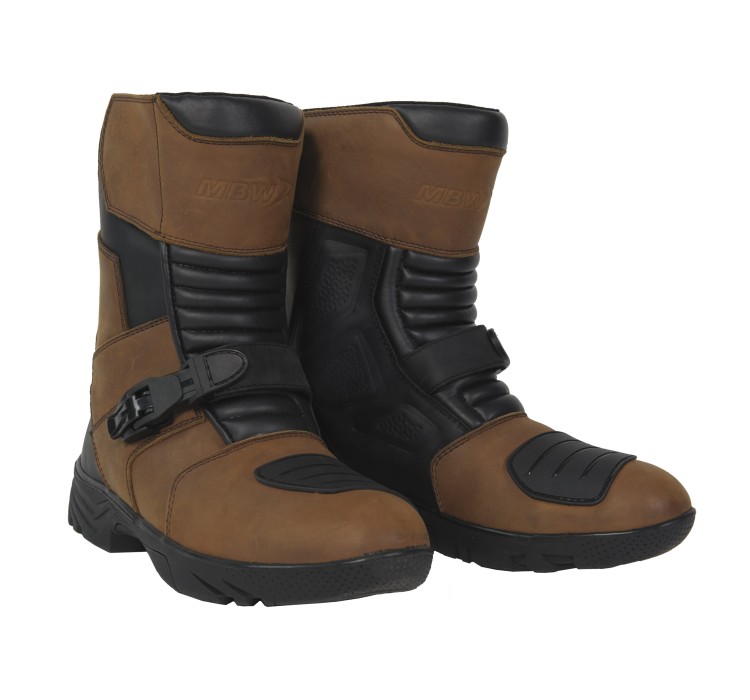 SIERRA BROWN leather moto boots