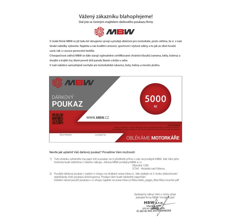 MBW VOUCHER 5000,-Kč