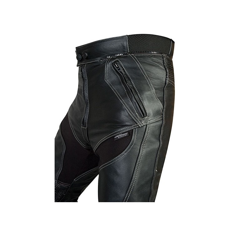 MOTO KALHOTY KŮŽE, zipy a kevlarová streč