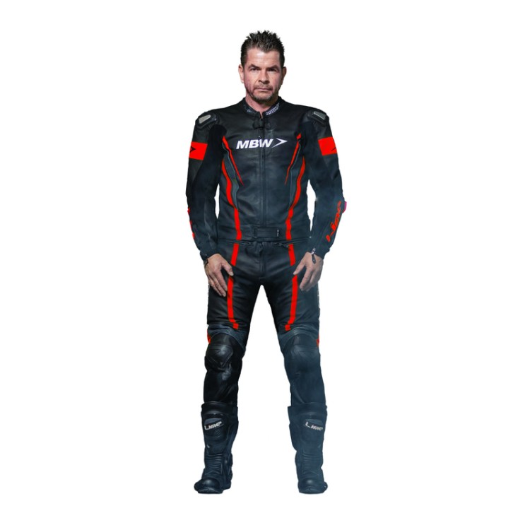 MBW FLASH RED dvoudílná moto kombinéza 